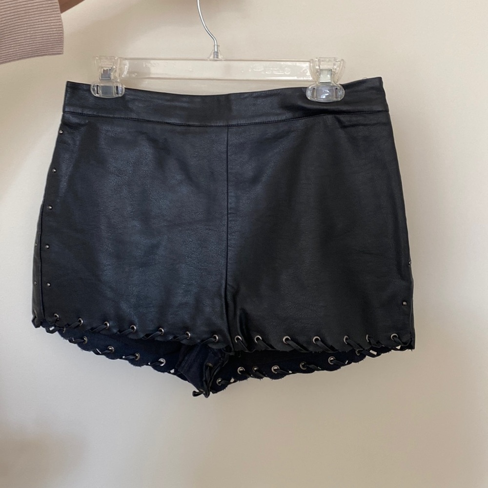 Black leather shorts!